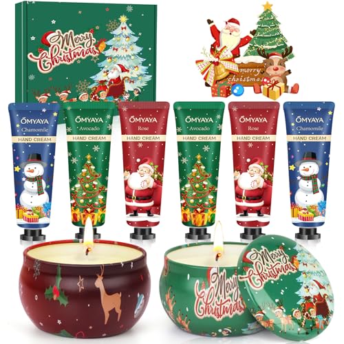 Christmas Gifts for Women,Scented Candles & Hand Cream Lotion Set,Bulk Christmas Gifts Set for Coworkers,Personalized Chri...