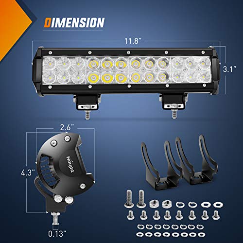 Nilight LED Light Bar 12 Inch 72W 5040LM Spot Flood Combo Off Road Driving/Fog Boat Work Lamp for Truck Pickup Golf Cart S...