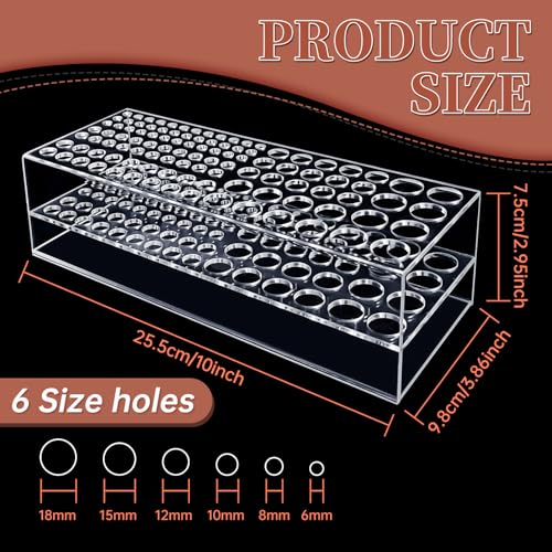 HESHUYU Acrylic Paint Brush Holder 105 Holes Clear Paintbrush Holder Organizer Artist Brush Holder Paint Brush Stand Rack ...