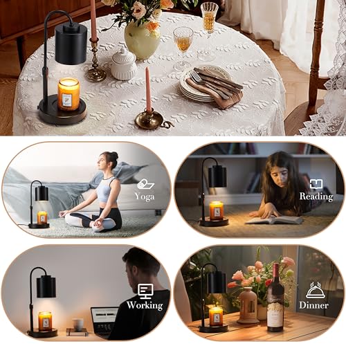 CASTLELIFE Candle Warmer Lamp with Timer & Dimmer, Height Adjustable Electric Wax Melt Warmer for Jar Candles, Gifts for M...