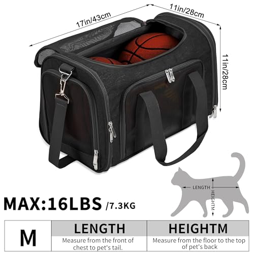 Soft-Sided Cat/Dog/Pet Carrier, Collapsible Pets Travel Carriers for Big Cats/Small Dogs with Shoulder Strap & Removable M...