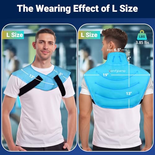 Comfytemp Large Ice Pack for Neck Shoulders Upper Back Pain Relief with Straps, Reusable Gel Ice Wrap Hot Cold Compress Th...