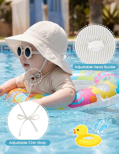 Durio UPF50+ Baby Sun Hat and Sunglasses - Sun Protection Hat for Boy Girl, Wide Brim Summer Beach Hats for Newborn Toddler