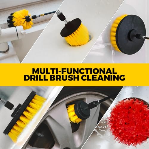 Holikme 22Pack Drill Brush Attachments Set,Scrub Pads & Sponge, Buffing Pads,Power Scrubber Brush,Car Polishing Pad Kit,Wa...