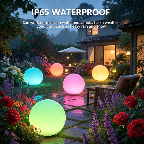 MIUWLXT 6-inch LED Light Ball,RGB Color Changing Night Light with Remote,Water Resistant,USB Rechargeable Mood Lamp for Ki...