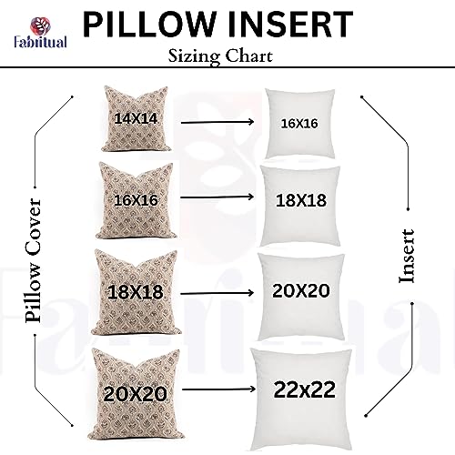Fabritual Handmade Block Print Pure Linen 20X20 Inch Throw Pillowcase Cushion Cover with Zipper, Outdoor, Home Décor, for ...