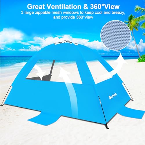 Gorich Beach Tent Sun Shelter for 3/4/6/8/10 Person with UPF 50＋ UV Protection, Lightweight & Easy Setup Beach Shade Canop...
