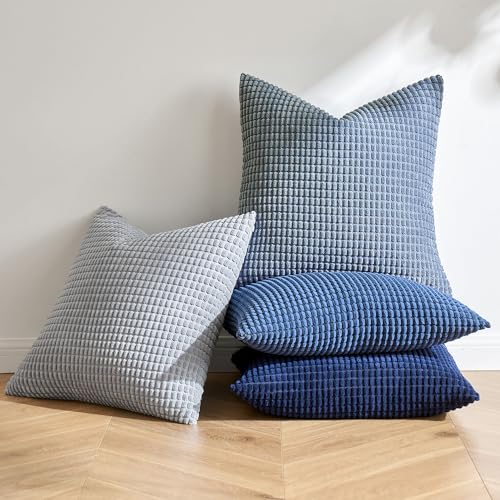 MIULEE Blue Decorative Pillow Covers 18x18 Inch Set of 4 Boho Western Farmhouse Home Decor Couch Throw Pillows Summer Coas...