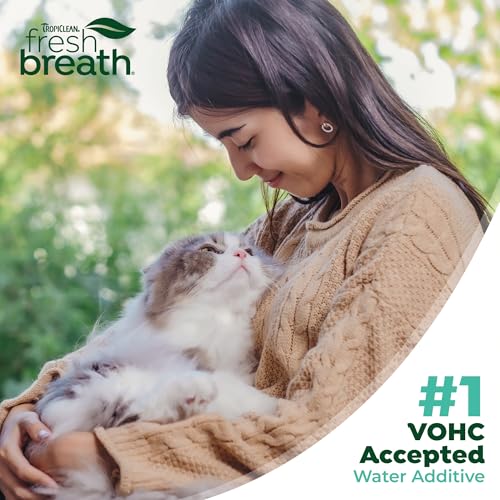 TropiClean Fresh Breath Oral Care Water Additive for Cats, 8oz - Dental Health Solution - Cat Breath Freshener - Plaque & ...