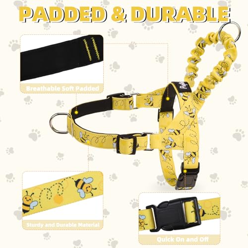 PUPTECK No Pull Dog Harness Small Sized Dog, Adjustable Reflective Pet Vest Harness with Bungee Handle, Escape Proof No Ch...