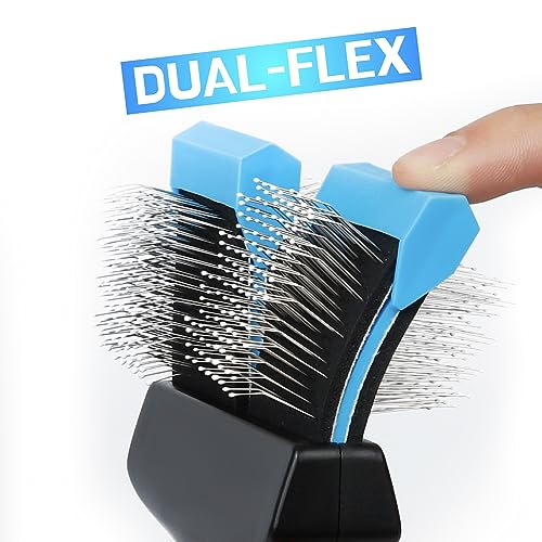 iToleeve Dual Flex Slicker Brush Dog Brush, Gentle Grooming Tool for Sensitive Dogs & Cats - Ideal for Long Hair, Removes ...
