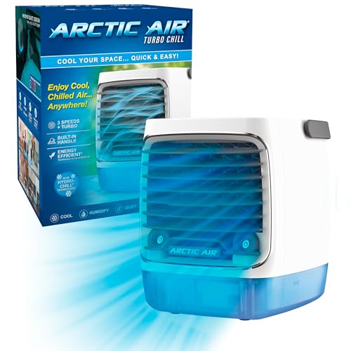 Ontel Arctic Air Turbo Chill Evaporative Cooler with HydroChill Technology, 4-Speed Portable Air Cooler Fan, Up To 8 Hr Pe...