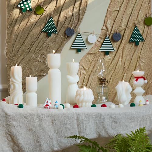 7-Pack Pillar Candles - Soy Wax Handmade Ribbed Candles for Home Decor, Housewarming Gift, Shelf & Table Decor - Aesthetic...