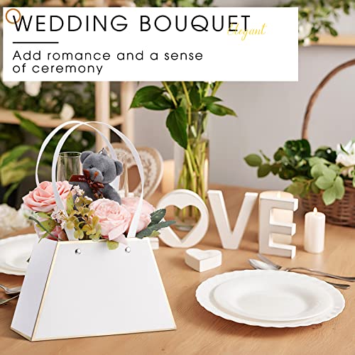 Fuutreo 12 Pcs Mother's Day Flower Gift Bags for Bouquets Portable Craft Flower Arrangement Boxes with Handle Waterproof B...