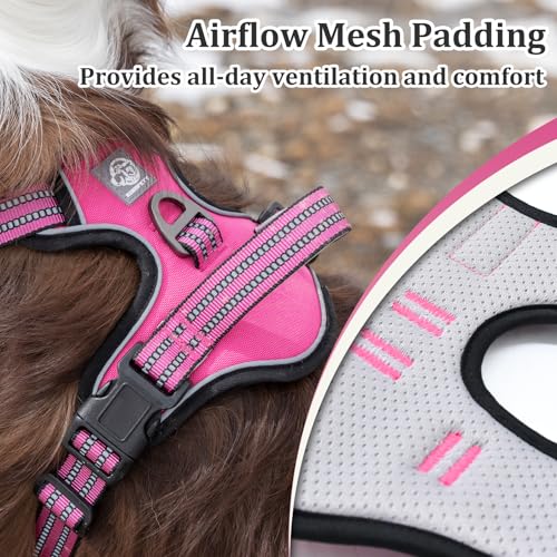 Vest Harness for Dogs - Reflective Adjustable Padding with Easy-On Design & Leash Attachment(S, Hot Pink)