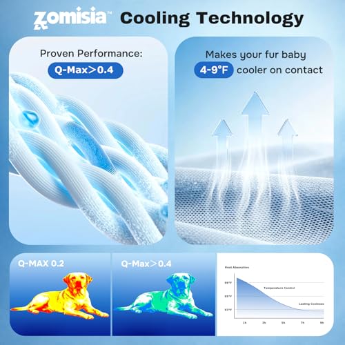 ZOMISIA Cooling Blanket for Medium Dogs - Breathable Air-Core Fill Lightweight Pet Mat, Soft Cold Blanket Washable for Sum...