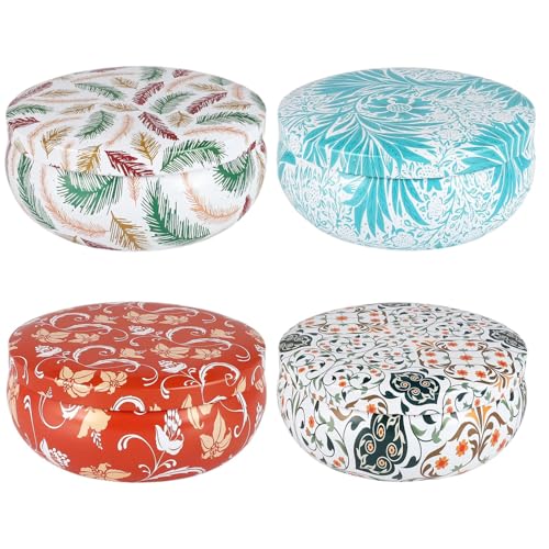 4-Pack Citronella Candle Set in Decorative Tropical Flower Tin Boxes - 3-Wick Functional Decorative Candles for Indoor & O...