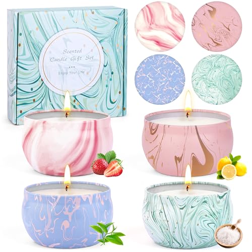 Candle Gifts,Scented Candles Christmas Gift Set for Women, 4 Pack Aromatherapy Candles for Home Scented, Natural Soy Wax C...