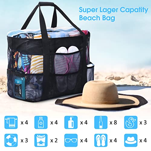 oscaurt Mesh Beach Bag Extra Large Waterproof Sandproof Beach Tote Pool Swim Bag Travel Vacation Essentials