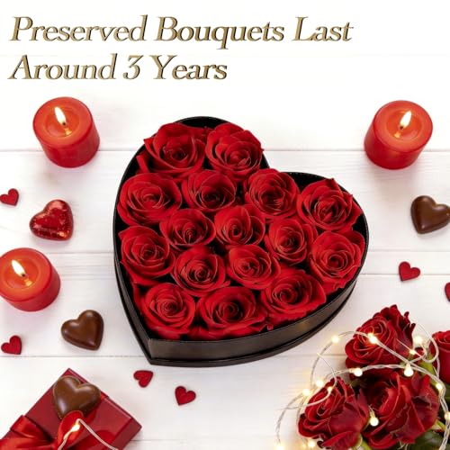 Auoasl 16 Preserved Flowers Rose in a Box, Gifts for Women Mom Her Wife on Mothers Day Valentines Birthday Christmas Anniv...