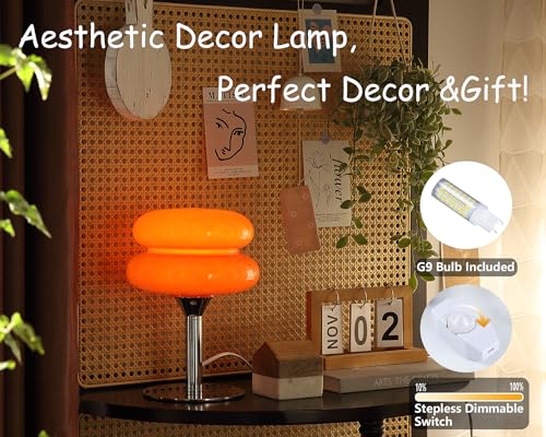 Glivpny Mushroom Lamp Table Lamp for Night Stands,Mid Century Modern Desk Lamps for Bedroom, Vintage Dimmable Bedside Smal...