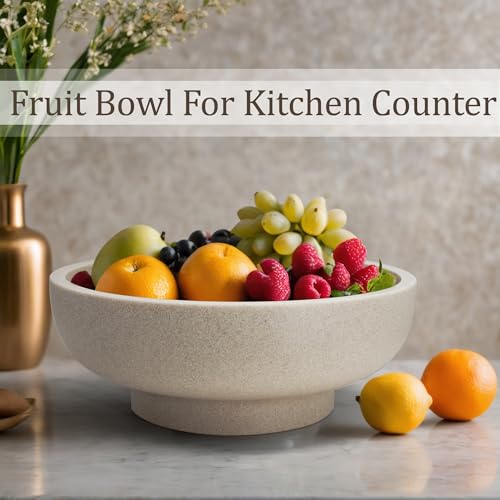 LIN CHUAN Large Decorative Bowl, Fruit Bowl for Kitchen Counter, Modern Resin Bowl for Home Decor, Key Holder for Entry Ta...