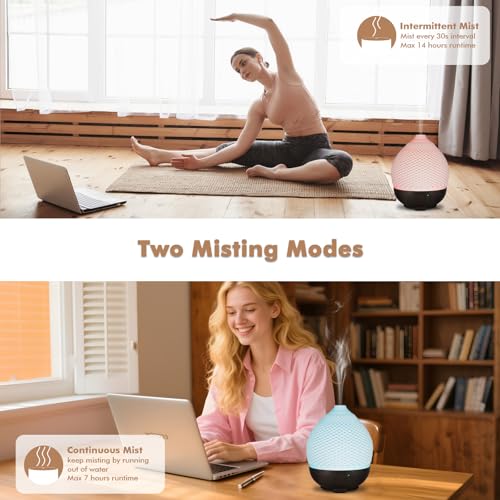 Essential Oils Diffuser Ceramic 250ml - Ultrasonic Aromatherapy Diffuser 3D Printing Dome, Cool Mist Air Freshener with 2 ...