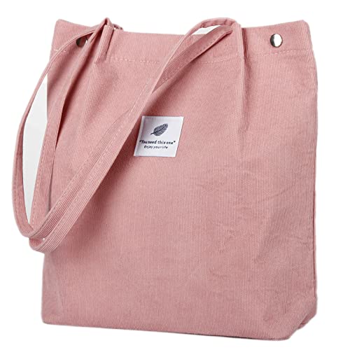 Corduroy Tote Bag Cute Tote Bags for Women Shoulder Bag with Inner Pocket for Work Beach Travel and Shopping Grocery