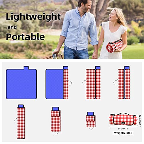 ZAZE Picnic Blanket Extra Large Waterproof, 80''x80''Checkered Picnic Blankets Beach, Outdoor, Camping on Grass Accessorie...