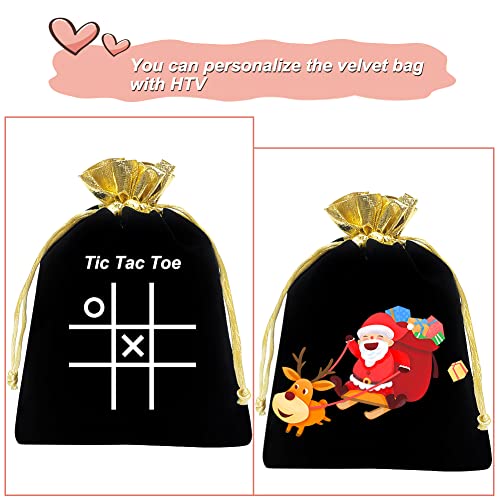 HRX Package 10pcs Velvet Bags with Drawstrings 5x7 inch, Black Gold Cloth Gift Pouches Baggies Sacks for Jewelry Dice Part...