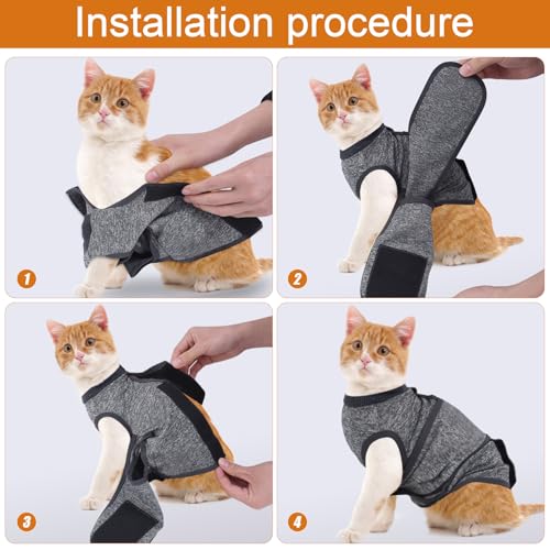 SoeKoa Cat Anxiety Jacket, Anxiety Vest for Cats, Jackets for Cats Only, Self-Adhesive Adjustable Pet Cat Calming Wrap Shi...