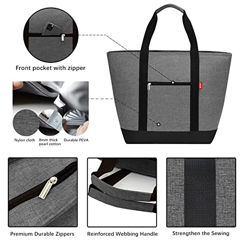 LHZK Jumbo Cooler Bag, Collapsible Leakproof Insulated Bag with Zipper & Handles, Soft Insulated Grocery Bags for Shoppin...