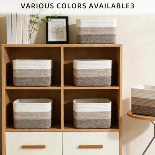 4 Pack Storage Baskets for Organizing, 12''Lx9''Wx8''H Woven Baskets for Storage Toys, Towels, Books, and Clothes, Cotton ...