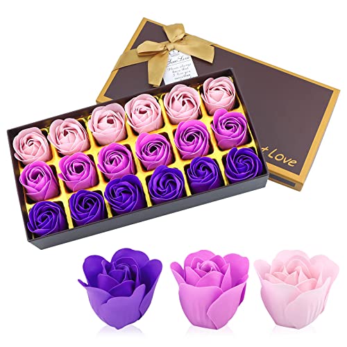 JIALEEY Floral Scented Bath Soap Rose Flower Petals, Plant Essential Oil Rose Soap Set, Best Gifts Ideas for Her Women Gir...