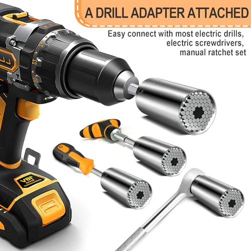 Fathers Day Dad Gifts from Daughter Son Wife Super Universal Socket Tools Gifts for Men, Grip Set with Power Drill Adapter...