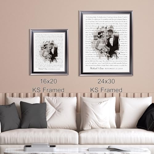 Personalized Music Lyrics Song Canvas/Photo Unframed/Framed Prints Heart in Heart Names Date Upload Photo on Prints Annive...