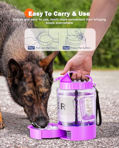 77oz Large Dog Water Bottle Portable - Dog Travel Water Dispenser with Large Bowl, Ideal for Hiking, Camping, Travelling, ...