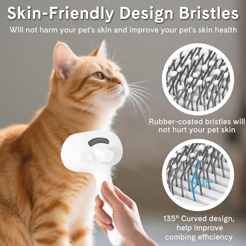 HESUSLA Pet Steam Brush for Dogs & Cats - 3-in-1 Deshedding & Detangling Tool with Steam Spray, Anti-Static Grooming Brush...