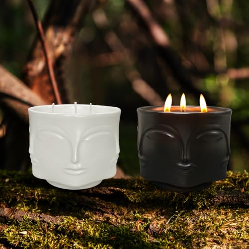 Strong Eucalyptus & Rosemary 3 Wick Black Large Candle, 20oz, Ceramic, Outdoor Scented Candles, 100% Soy, for Home Scente...
