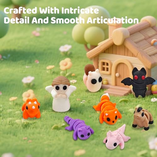 50 pcs Animal Figurines, 3D Printed Animal Figurines Set, Articulated, Party Favors, Pocket Fidget Toys Bulk, Goodie Bag S...