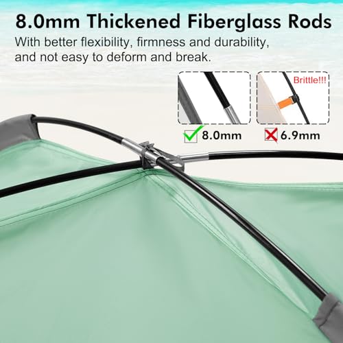 WhiteFang Beach Tent Anti-UV Portable Sun Shade Shelter for 3/4/6/8 Person, Extendable Floor with 3 Ventilating Mesh Windo...