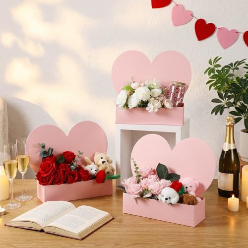 Mother's Day Heart Flower Gift Box Heart Shaped Flowers Boxes Bouquet Flower Gift Box Wedding/baby Shower Arrangements Pap...