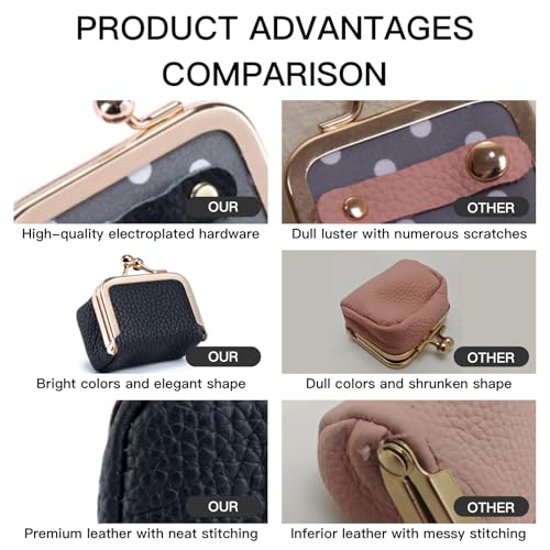 Genuine Leather Mini Jewelry Box - Vintage-Inspired Travel Jewelry Organizer with Kiss Lock, Compact Ring Box for Women, P...