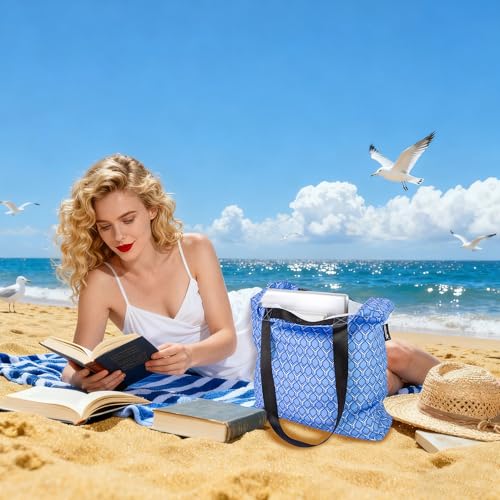 HOLYLUCK Women's Tote Bag with Buckle and Zipper Inner Pocket Reusable Shoulder Bag for Shopping,Beach,Gym