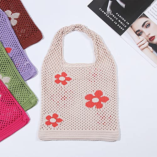 Ovida Crochet Tote Bag Mesh Beach Bag Fairycore Hobo Fairy Grunge Aesthetic Shoulder Bag Y2k Purse for Women Girls | Beach...