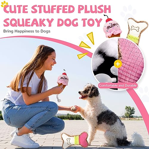 BAEJMJK 6 Pack Puppy Teething Toys Pink Small Breed Dog Chew Toys with Rope Cute Soft Rubber Puppy Toys Set for Cleaning T...
