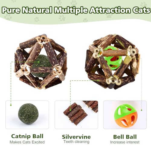 WOUSEDO 27 Pack Catnip Chew Toys for Cats,Cotton Sisal Rope Toys,Cat Natural Silvervine Sticks,for Cat Teeth Cleaning and ...