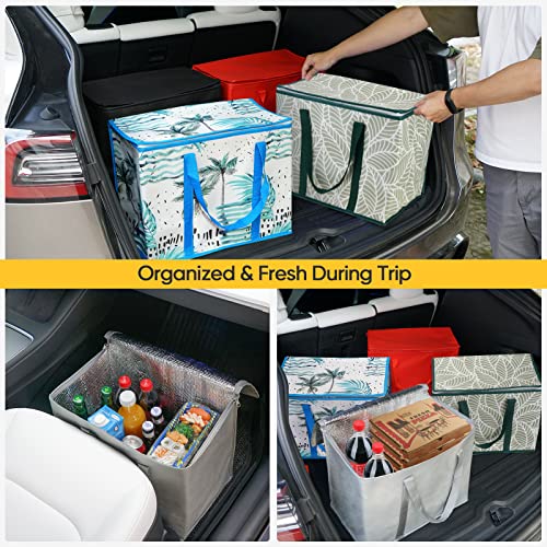 BALEINE 2Pk Insulated Reusable Grocery Bags, Collapsible Cooler Bag for Groceries, Heavy Duty Large Insulated Bag (16''x...