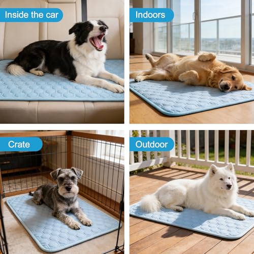 Mojonnie Dog Cooling Mat for Summer Self-Cooling Mat for Dogs & Cats Summer Outdoor Cooling Pad Washable, Portable & Non-T...