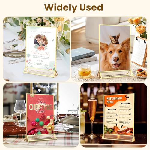 YOAEAILY Gold Frames 8X10 Acrylic Sign Holder Double-Sided Picture Frames for Menu, Wedding Table Number, Christmas Photos...